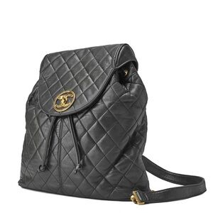 Authentic CHANEL Duma Caviar leather black backpack discontinued 24k gold hdw